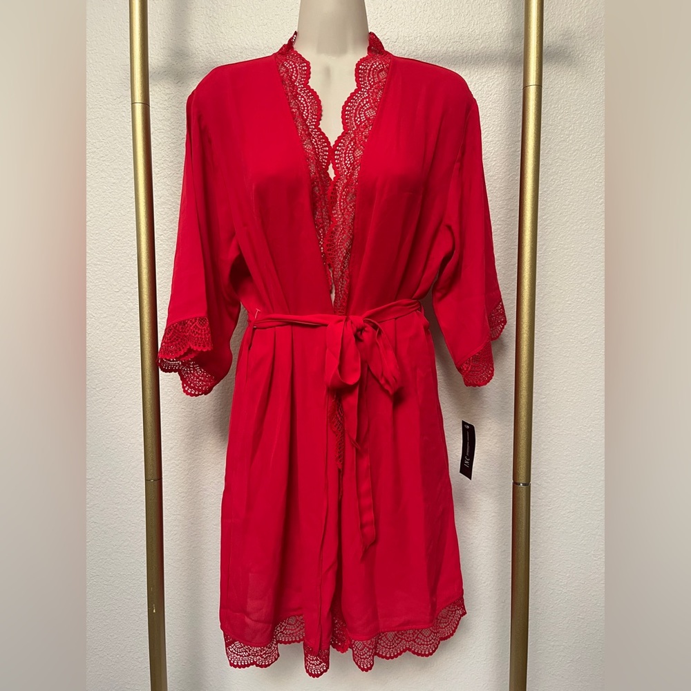 NWT INC International Concepts Red Lace Robe, size Small